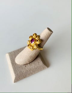 Yellow and Pink Sapphire Cocktail Ring 4 Carat in 22 Karat Gold