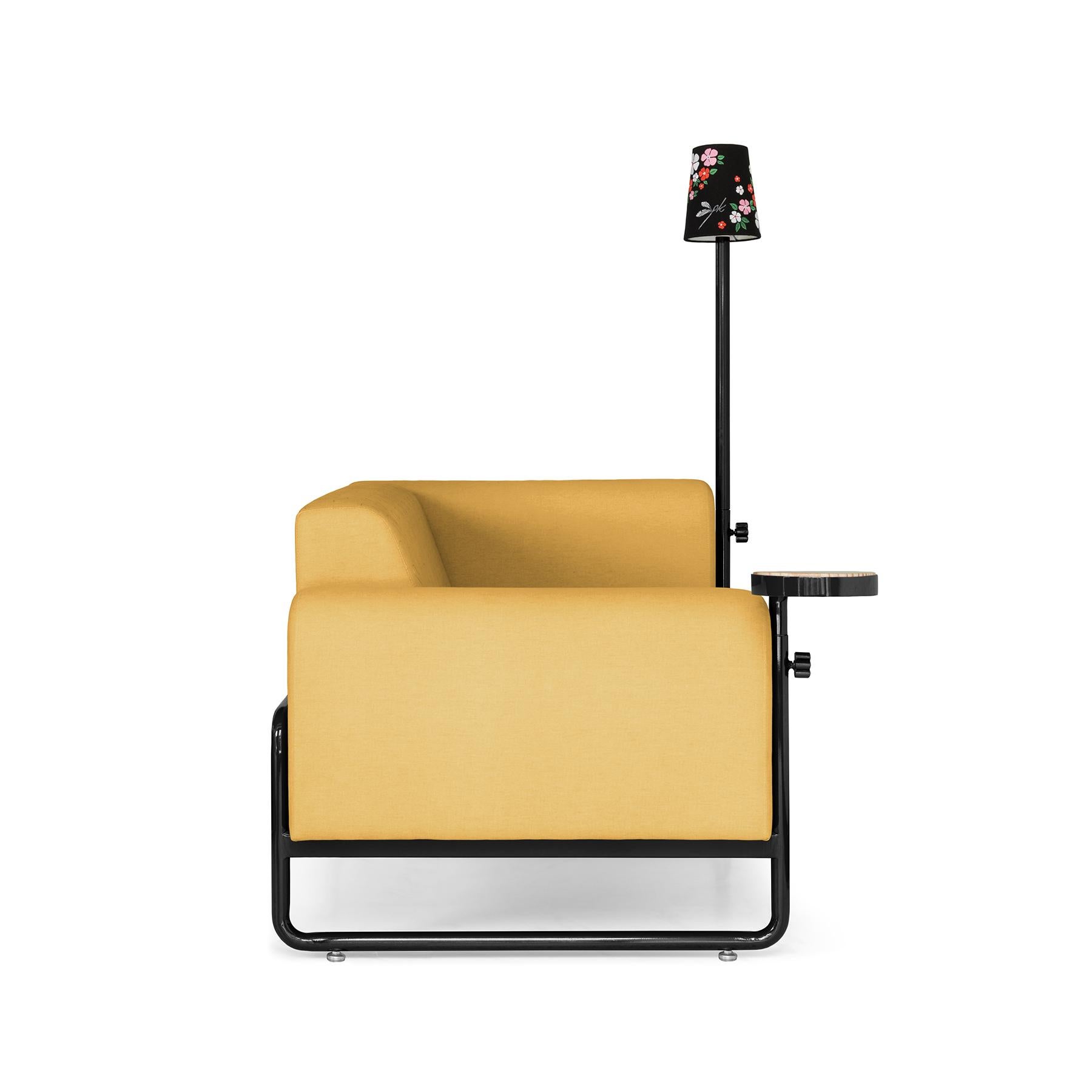 Post-Modern Yellow PK8 Armchair, Seat-Lamp Hybrid, Handmade Metal Structure by Paulo Kobylka For Sale