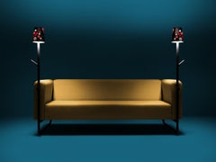 Yellow PK9 Sofa, Seat & Lamp Hybrid, Handmade Metal Structure by Paulo Kobylka