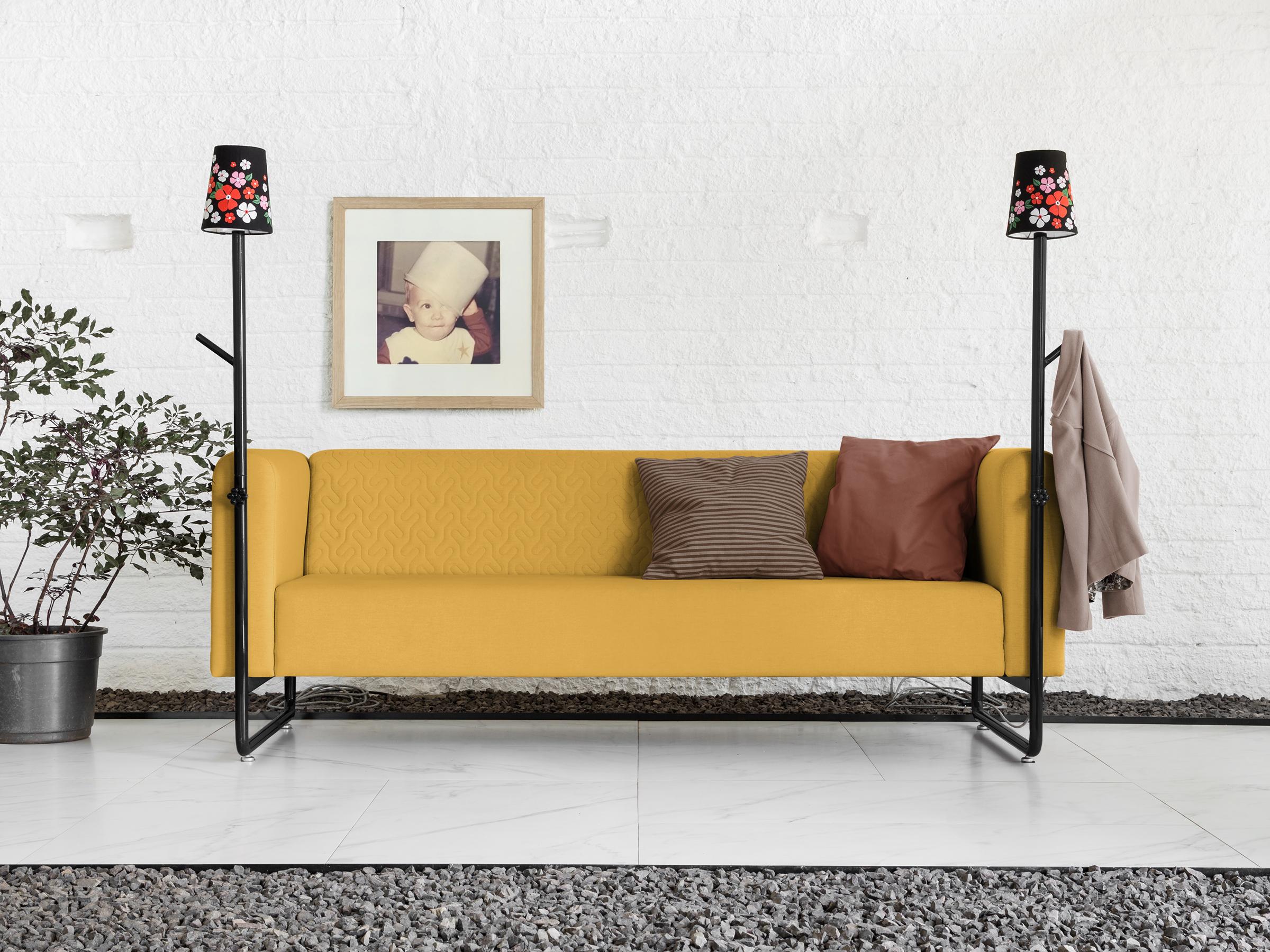 Post-Modern Yellow PK9 Sofa, Seat & Lamp Hybrid, Handmade Metal Structure by Paulo Kobylka For Sale