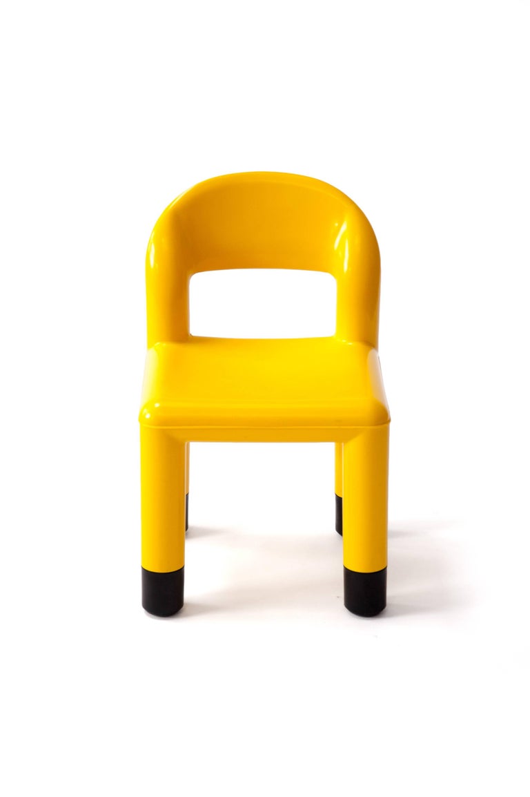Yellow Plastic Child Chair, Vintage, Italy, 1980s For Sale at 1stDibs