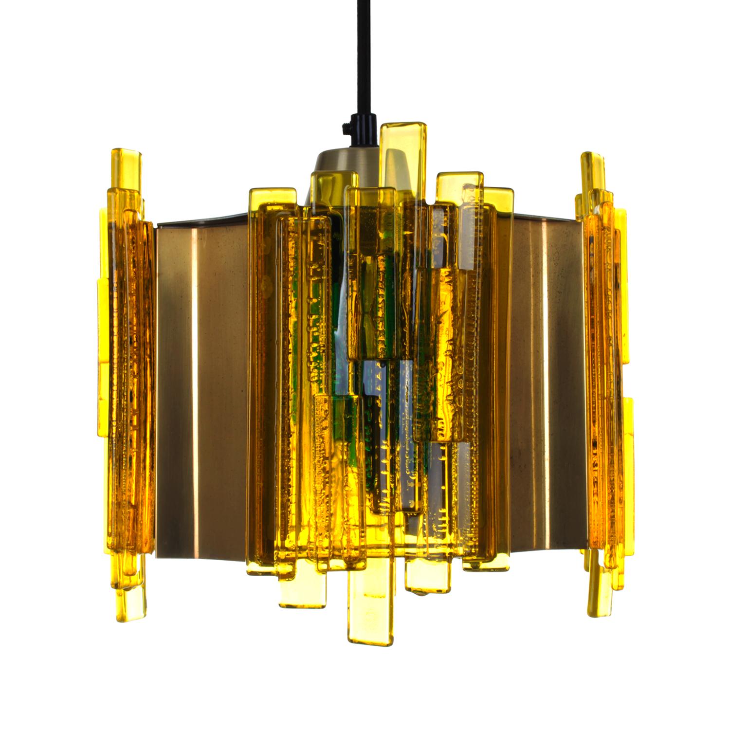 Yellow Plexiglas Pendant by Claus Bolby for Cebo Industri in the 1970s