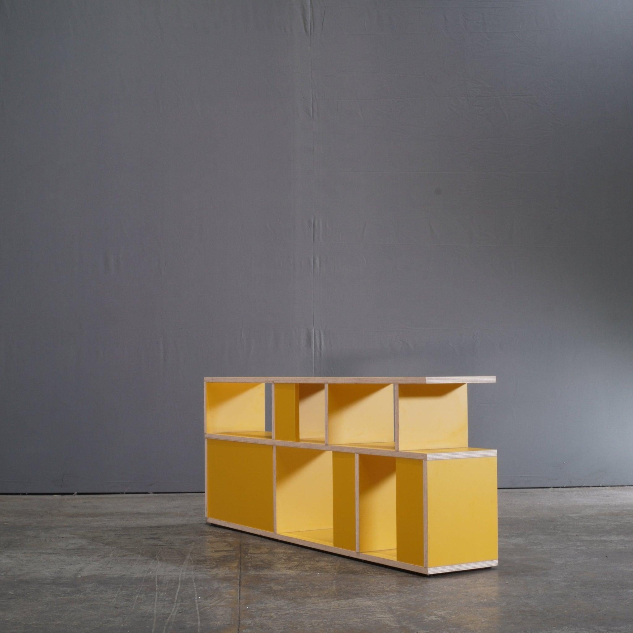 Yellow Plywood Sideboard by Tylko In Good Condition In Basildon, London