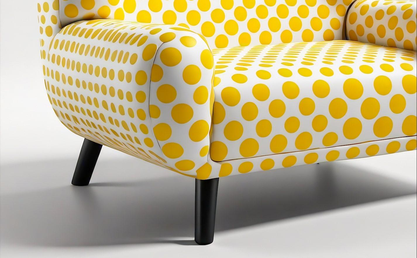 Mid-Century Modern Chaise longue en polkadot jaune en vente