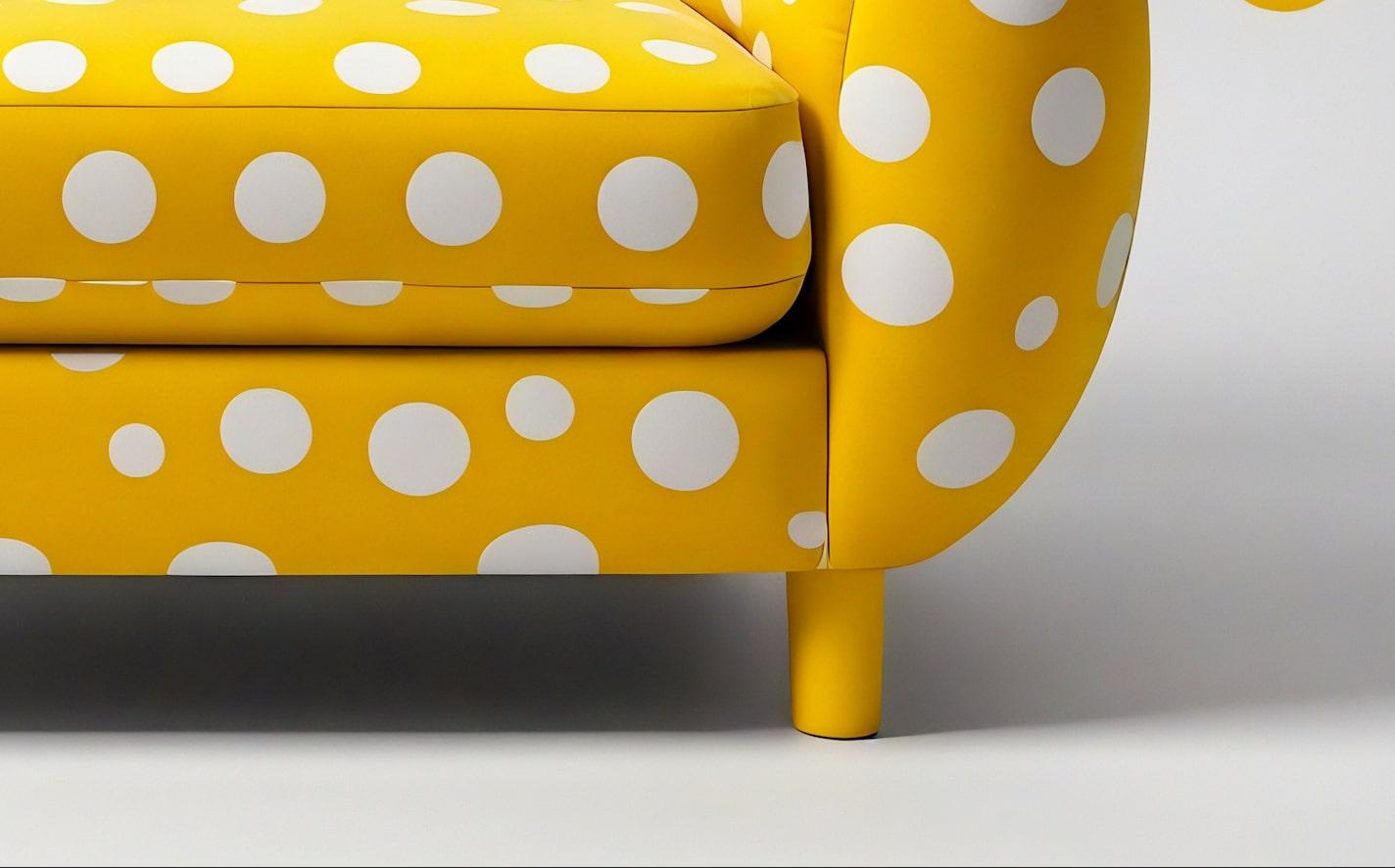 Mid-Century Modern Chaise longue en polkadot jaune en vente