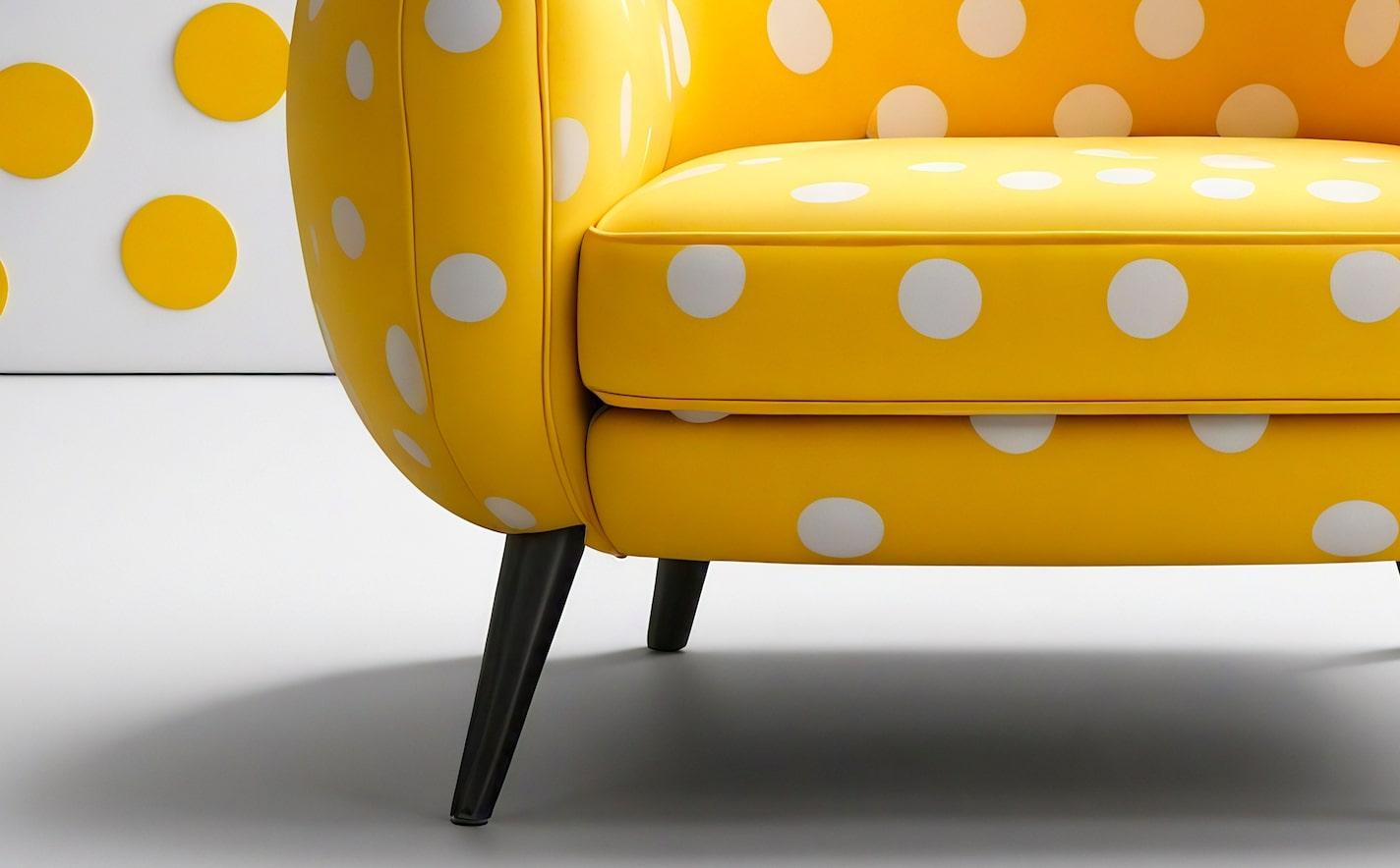 Mid-Century Modern Chaise longue en polkadot jaune en vente