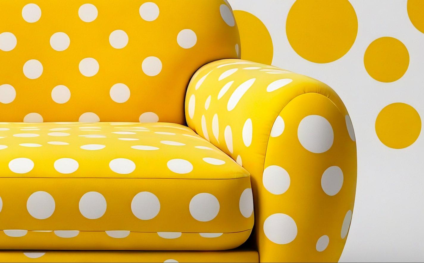 Indien Chaise longue en polkadot jaune en vente