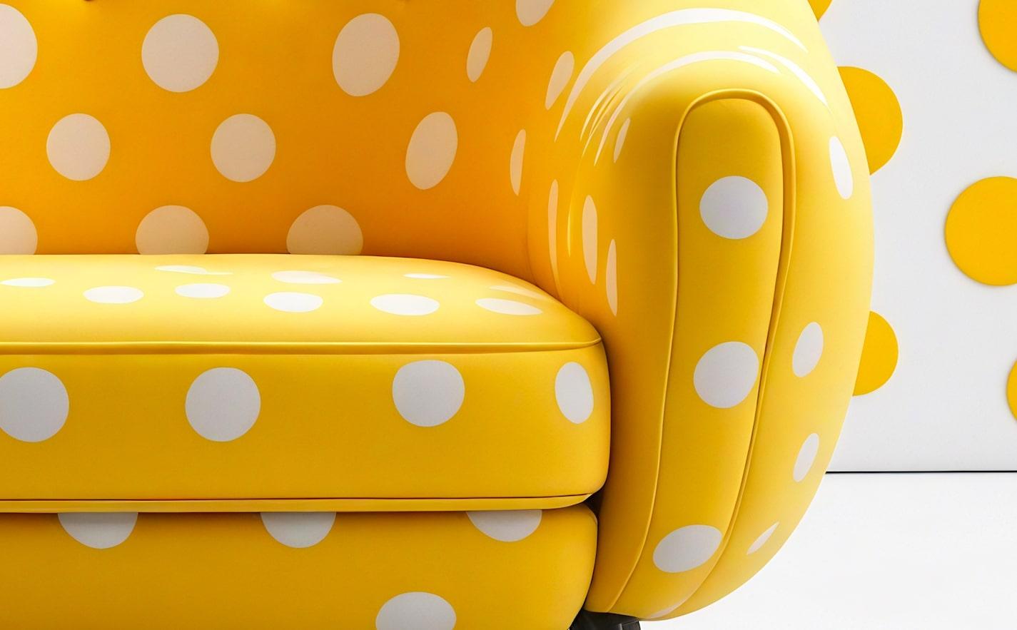Chaise longue en polkadot jaune Neuf - En vente à New York, NY