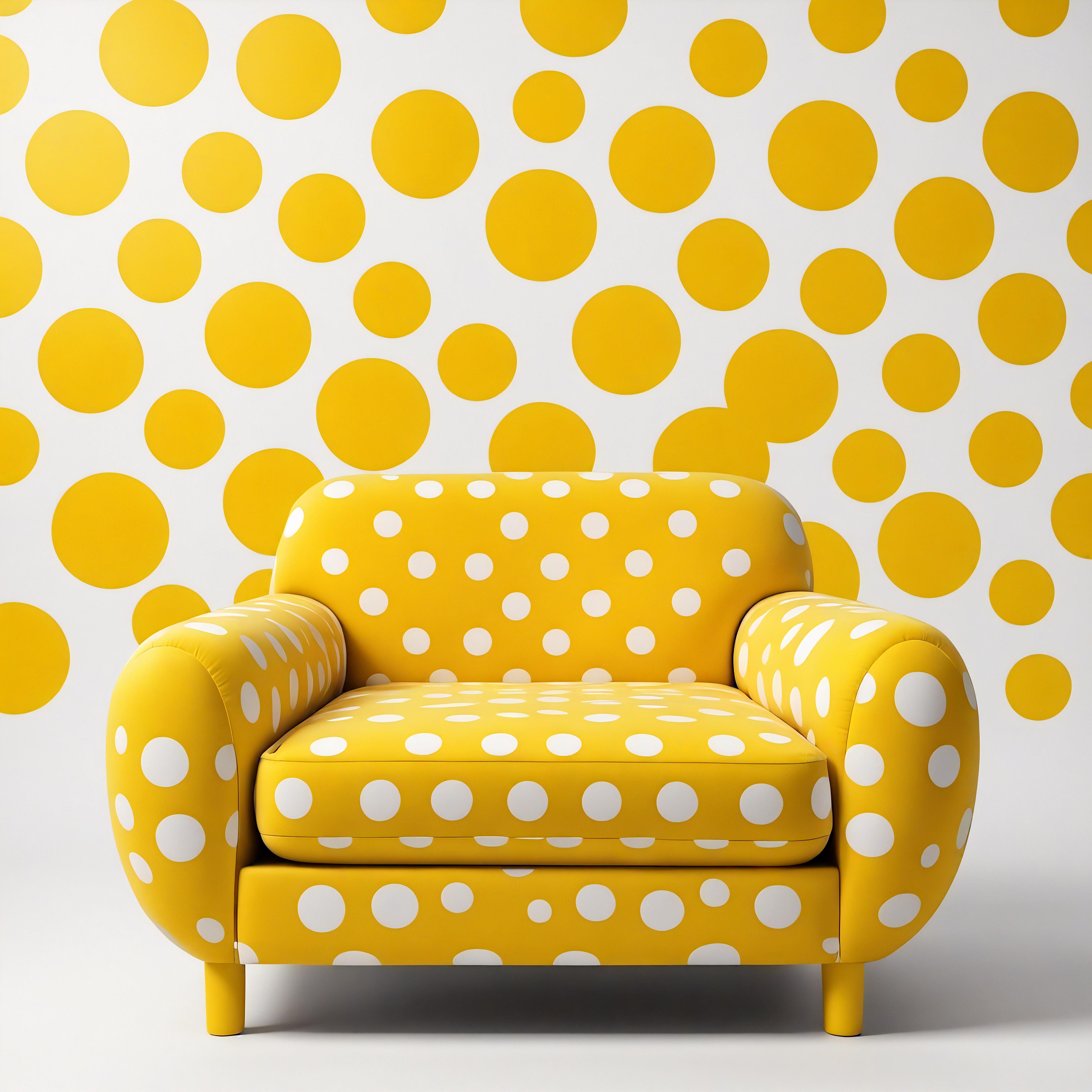 Tissu d'ameublement Chaise longue en polkadot jaune en vente