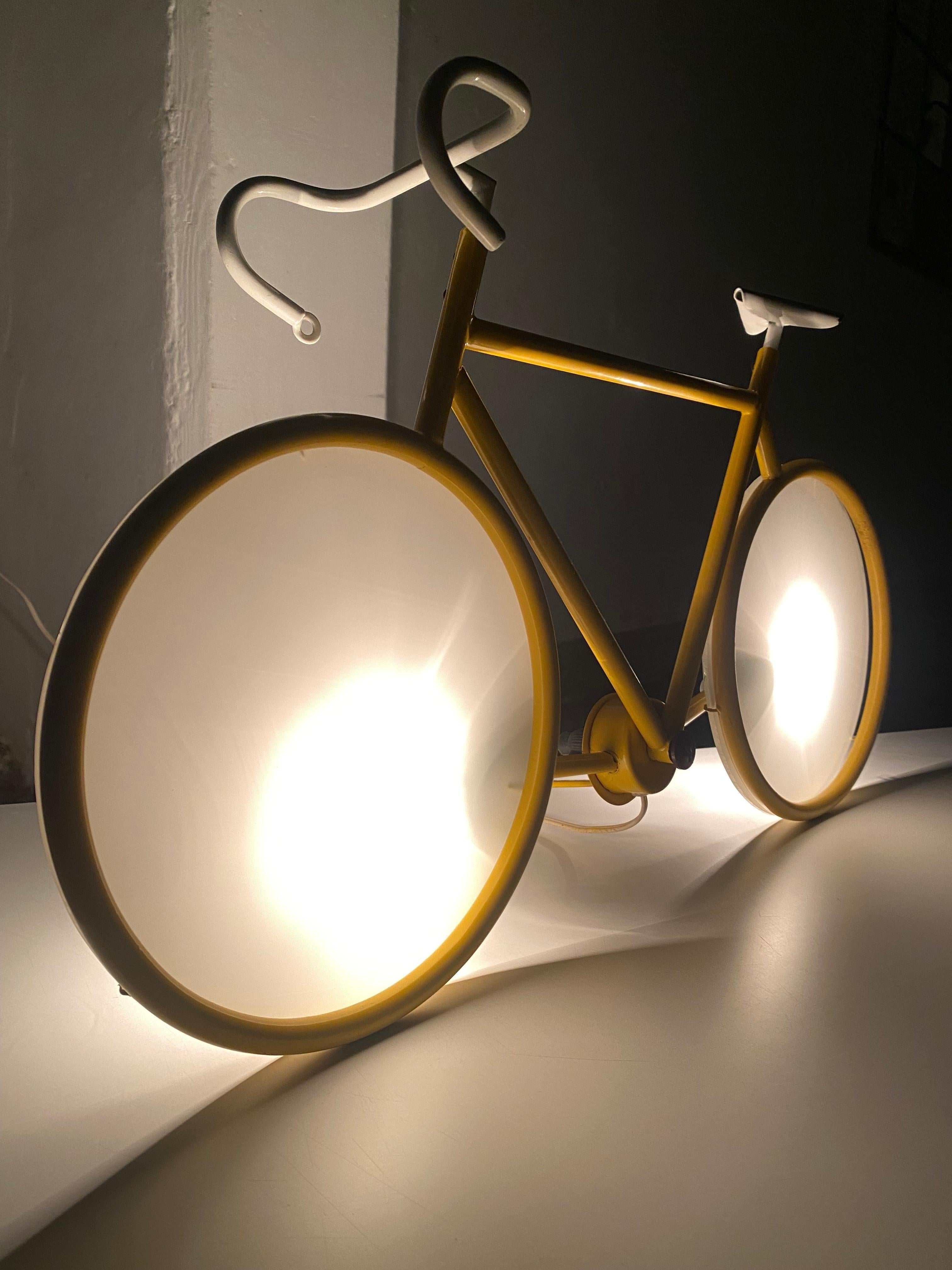 Yellow Pop Art Racing Bicycle Wall or Table Lamp by Zicoli, Italy, 1970's For Sale 2