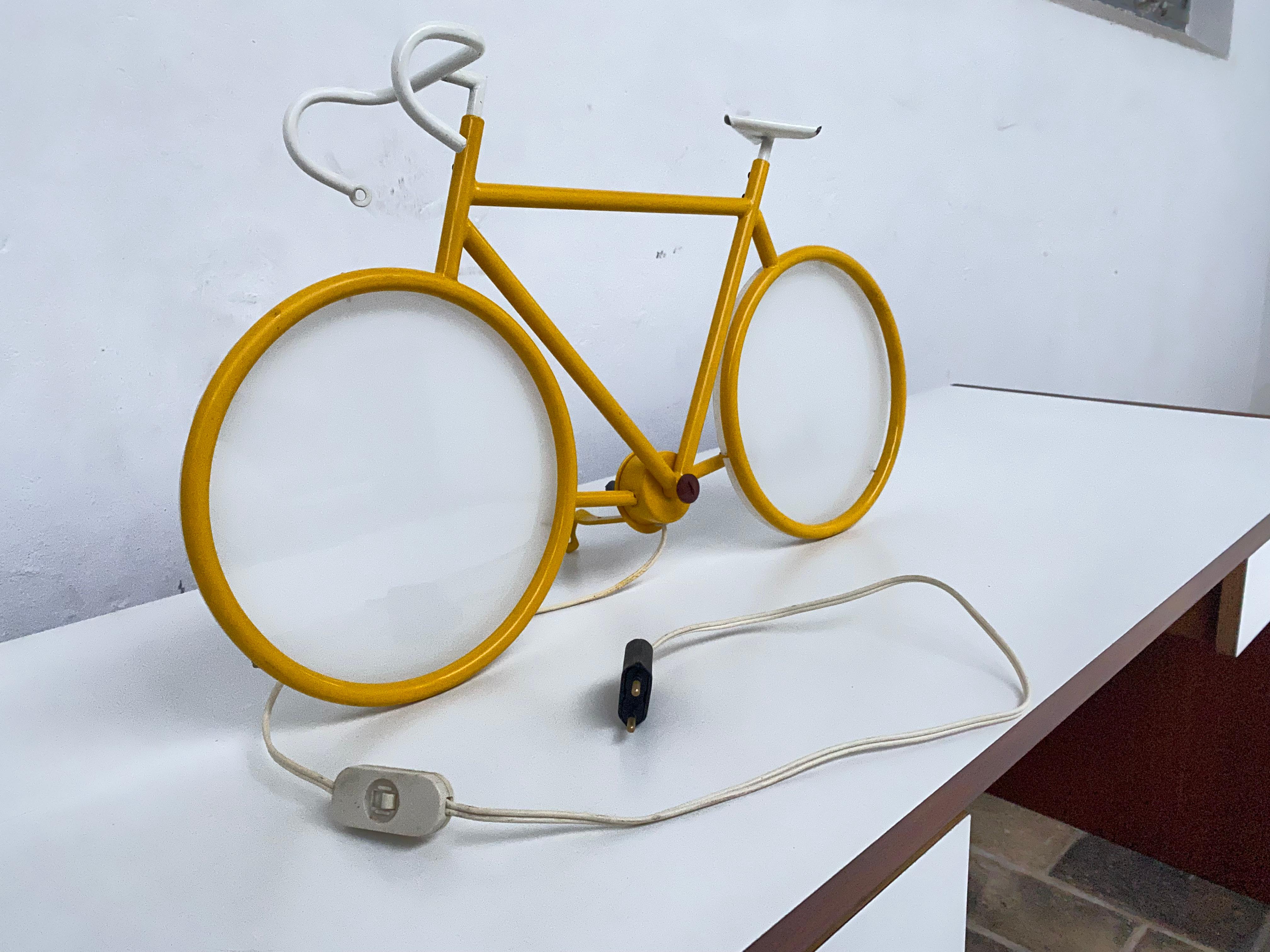 Yellow Pop Art Racing Bicycle Wall or Table Lamp by Zicoli, Italy, 1970's For Sale 3