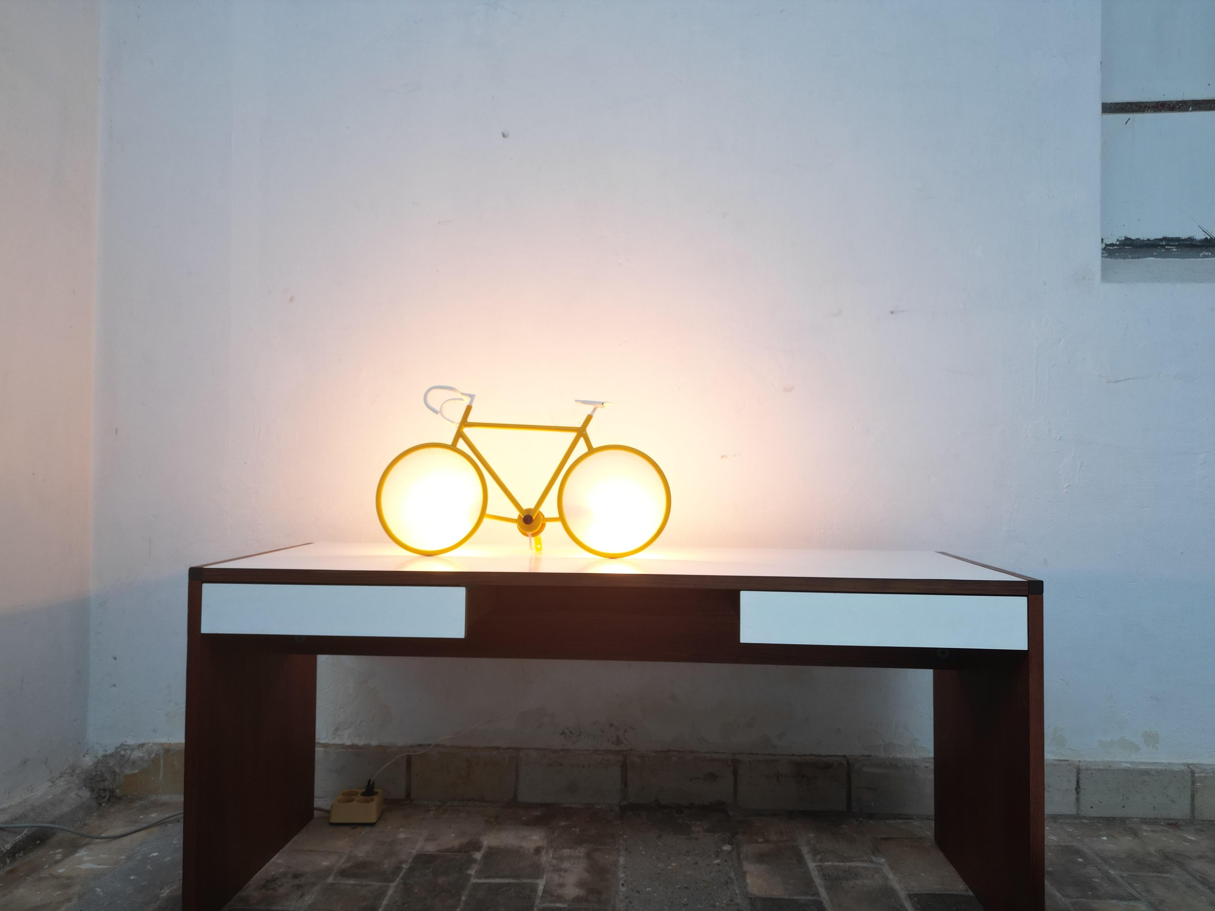Italian Yellow Pop Art Racing Bicycle Wall or Table Lamp by Zicoli, Italy, 1970's For Sale