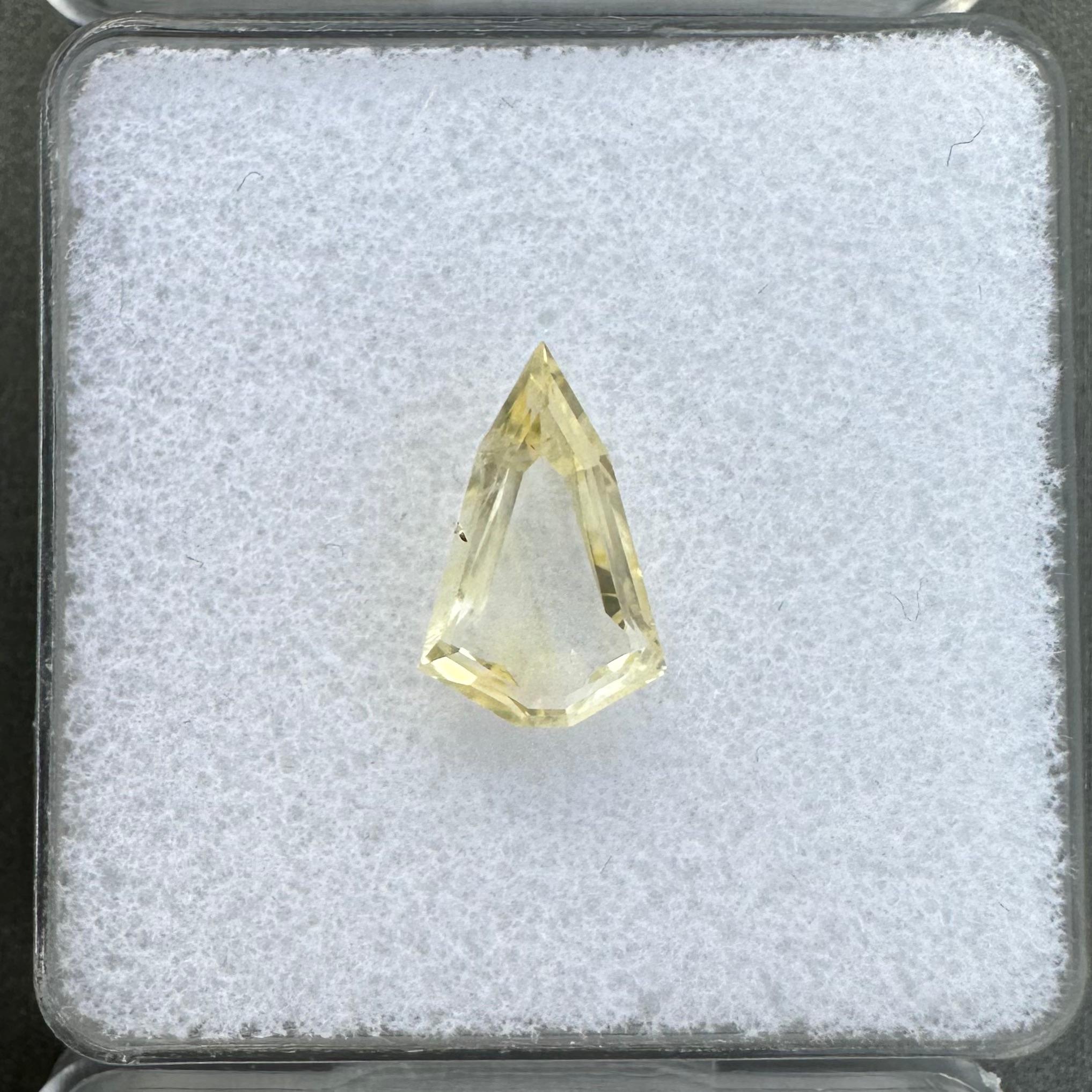 Shield Cut Yellow portrait cut Sri Lankan sapphire, 2.21 carat, mine to market, unheated For Sale