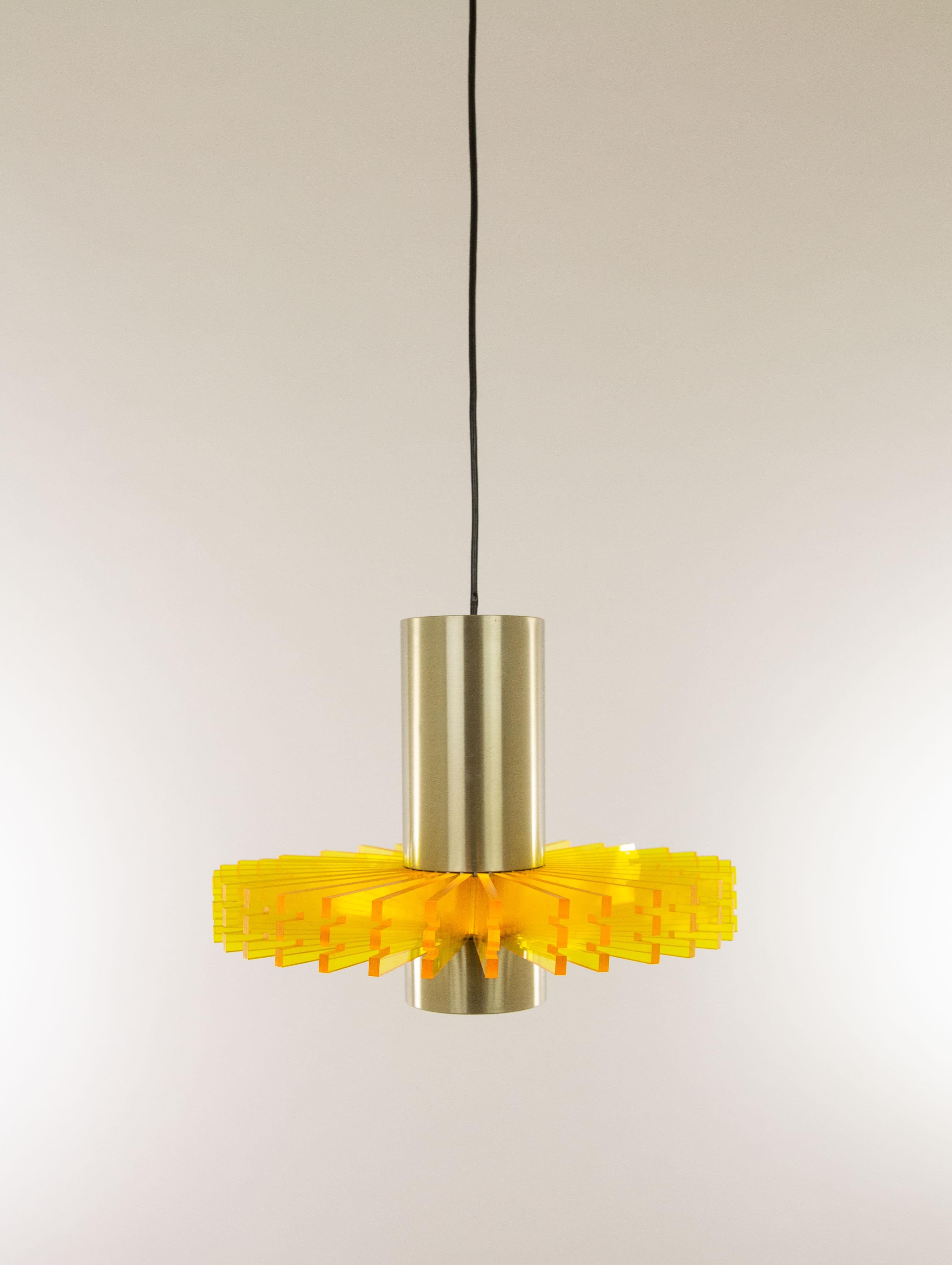 Yellow 'Priest Collar' Pendant by Claus Bolby for Cebo Industri, 1960s (Moderne der Mitte des Jahrhunderts)
