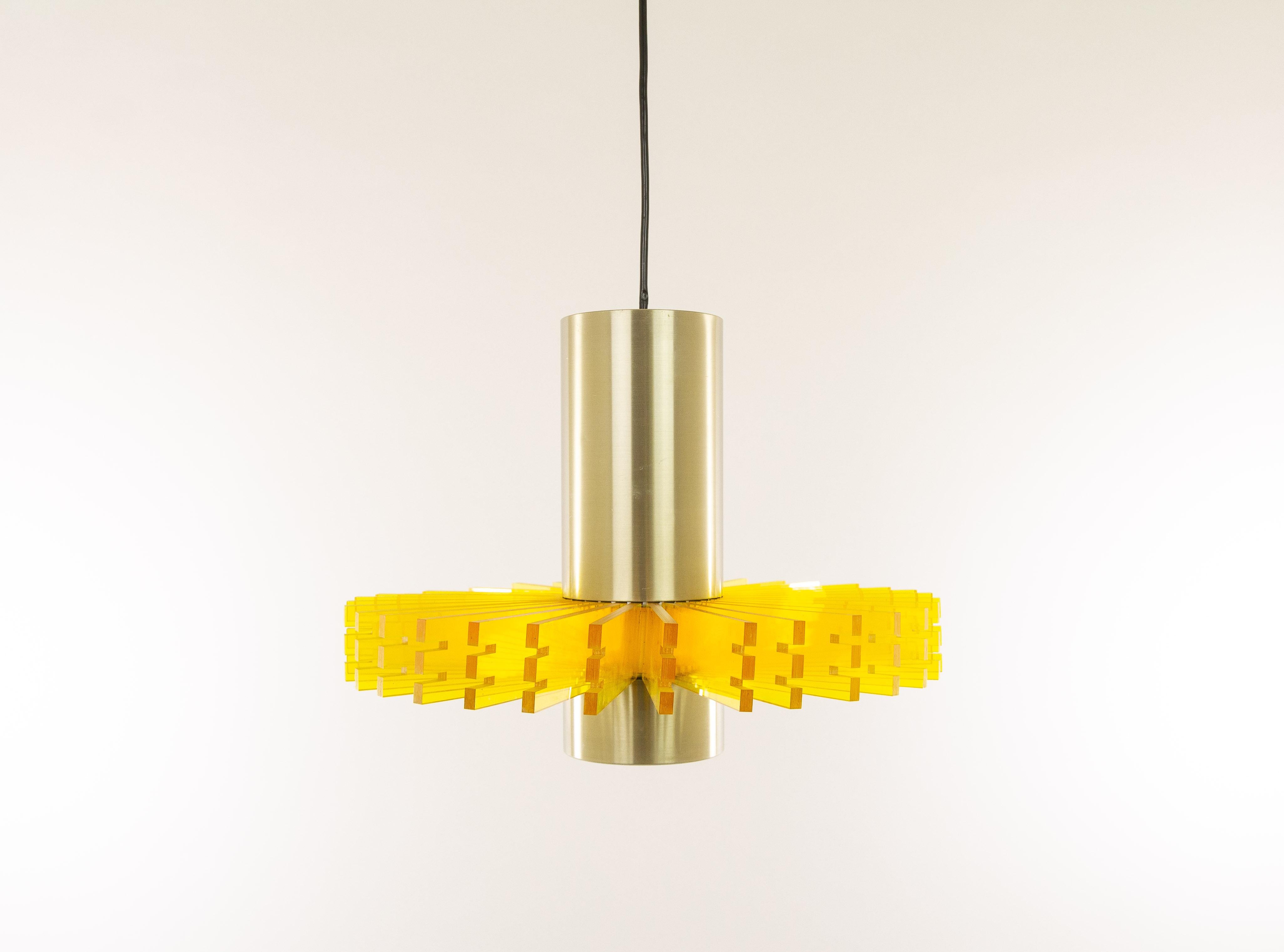 Yellow 'Priest Collar' Pendant by Claus Bolby for Cebo Industri, 1960s (Aluminium)