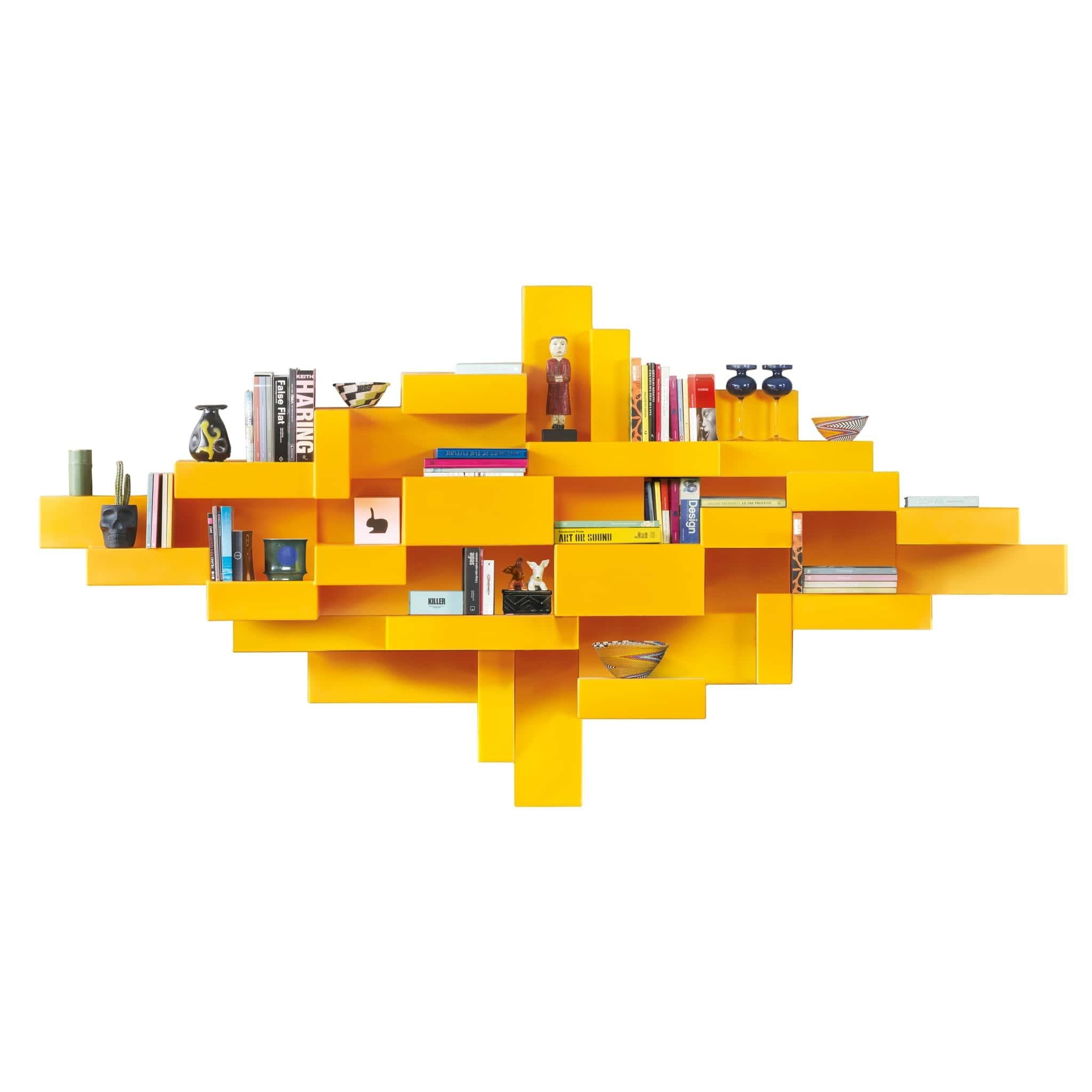 Yellow Primitive Bookshelf by Studio Nucleo, Made in Italy For Sale