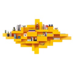 Gelbgelber primitiver Bücherregal von Studio Nucleo, hergestellt in Italien