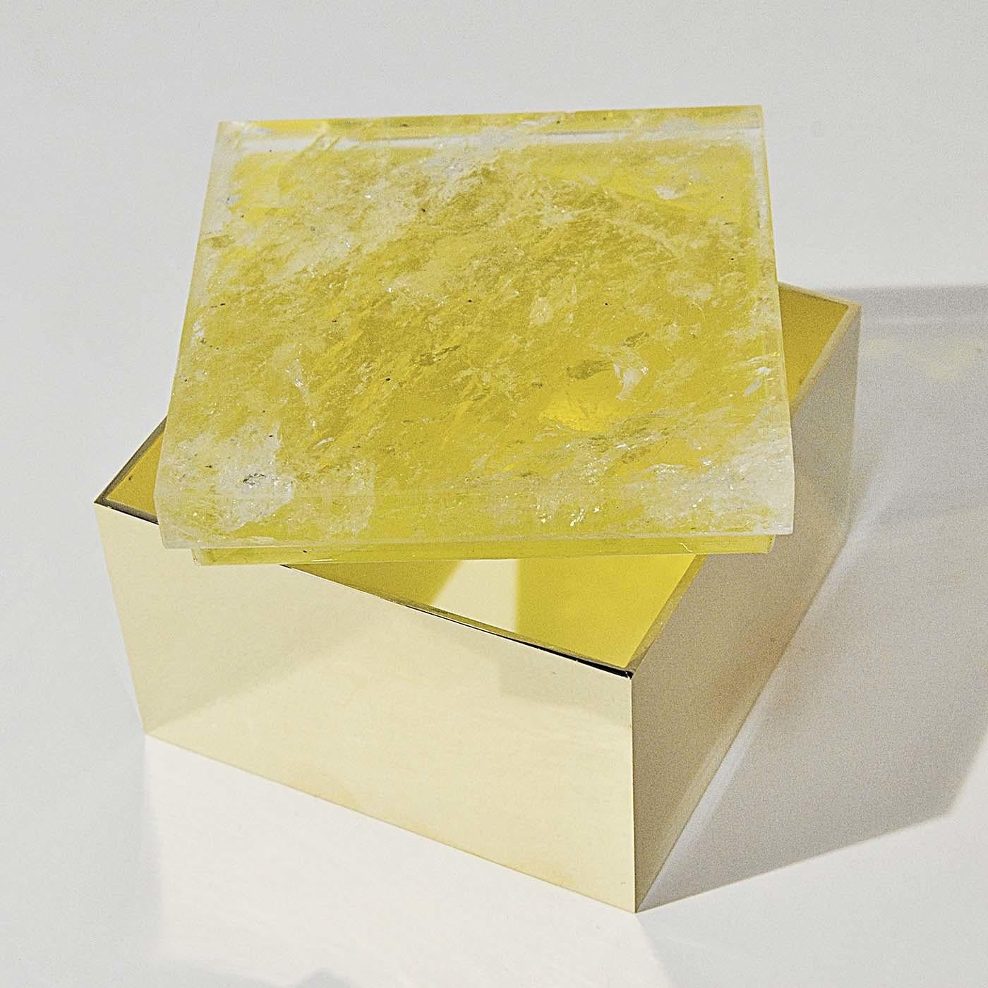 Modern Yellow Quartz Brass Box For Sale