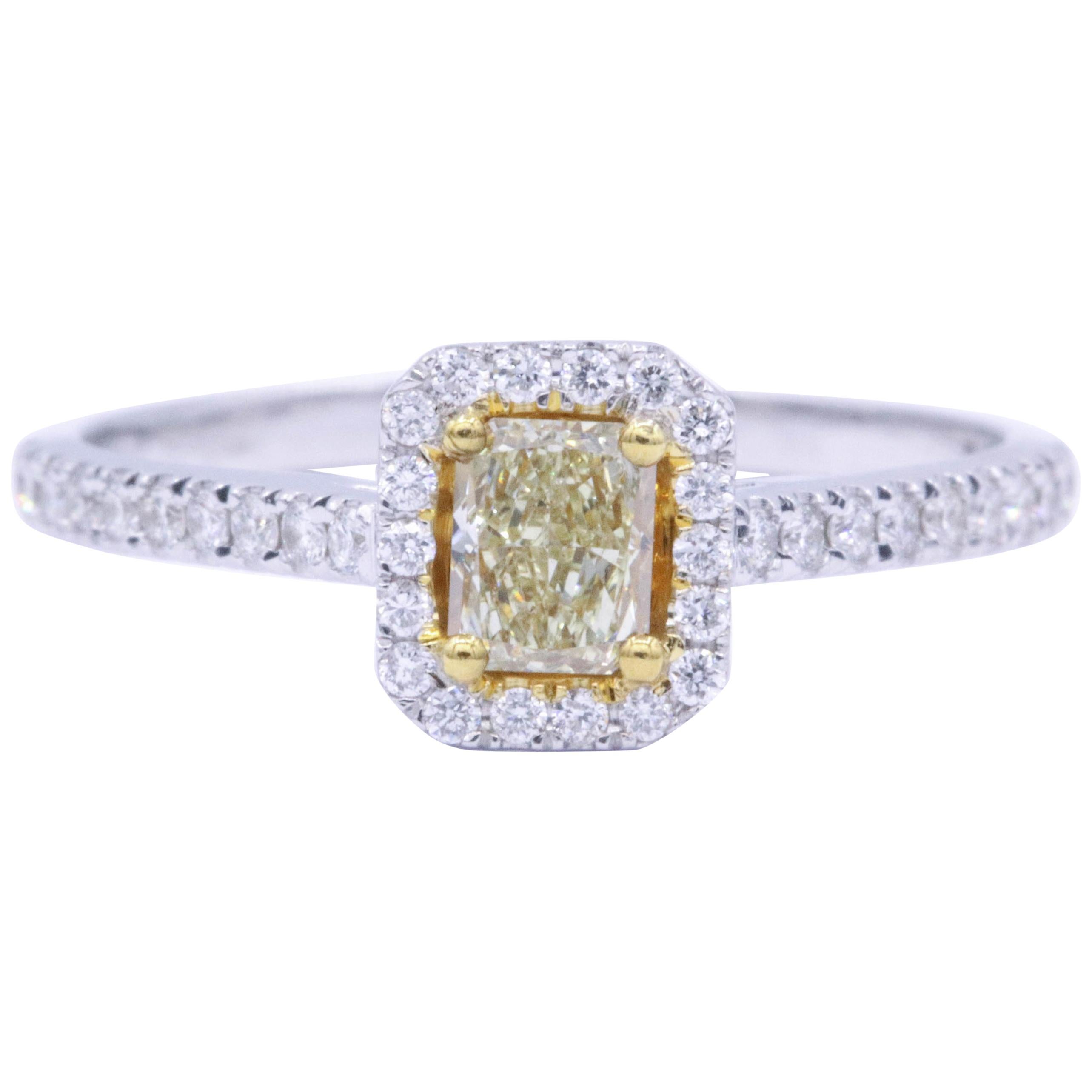 Yellow Radiant Diamond Halo Engagement Ring