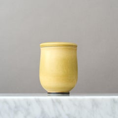 Yellow Rare Lidded Stoneware Bowl by Berndt Friberg. Gustavsberg, Sweden, 1960s