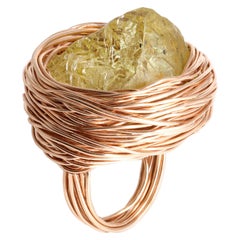 Yellow Raw Orthoclase in 14kt Rose Gold Filled Cocktail & Statement One off Ring