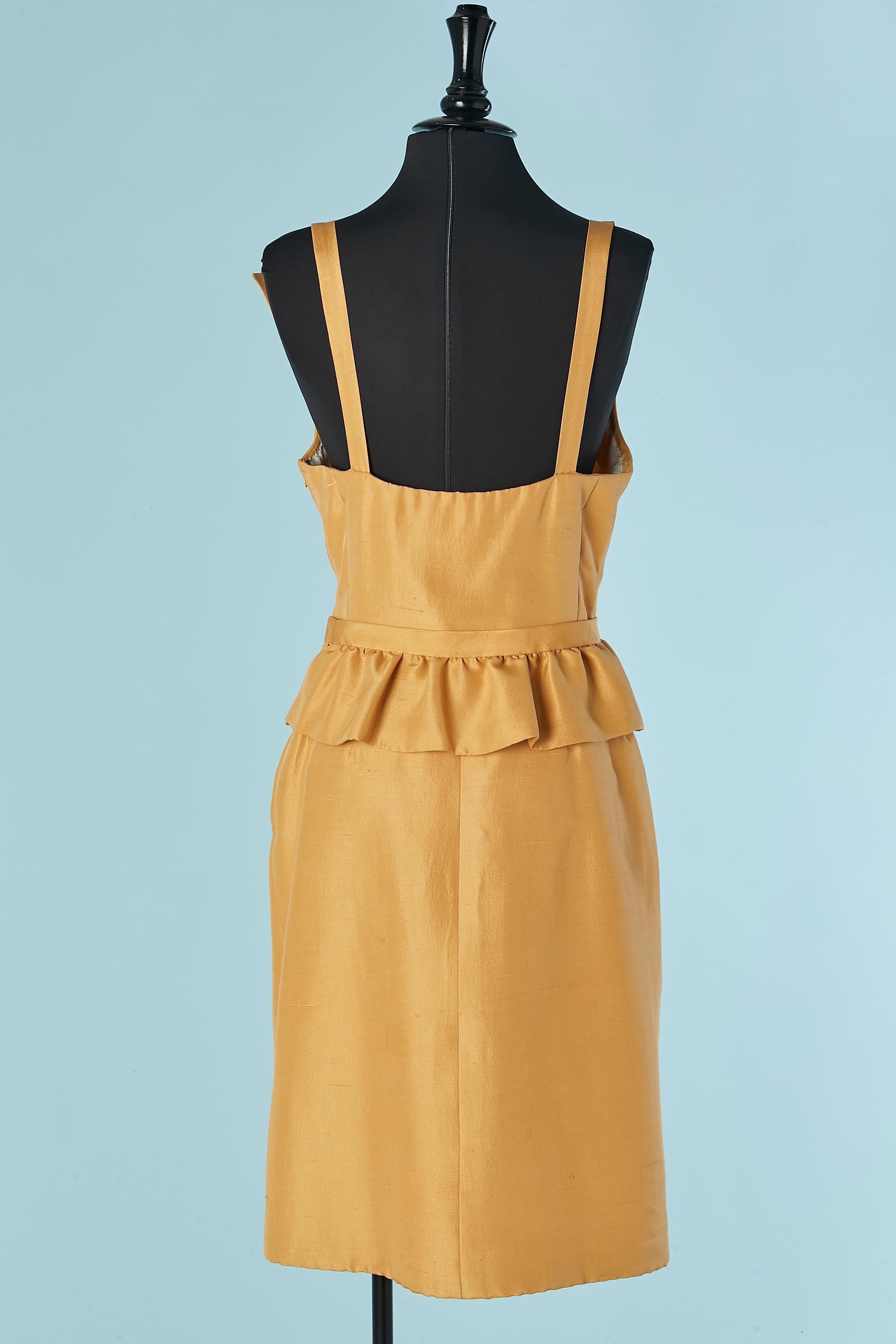 Robe de cocktail en soie brute jaune DANIEL ROLAND Pour femmes en vente