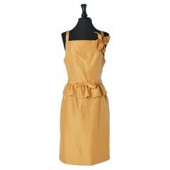 Robe de cocktail en soie brute jaune DANIEL ROLAND