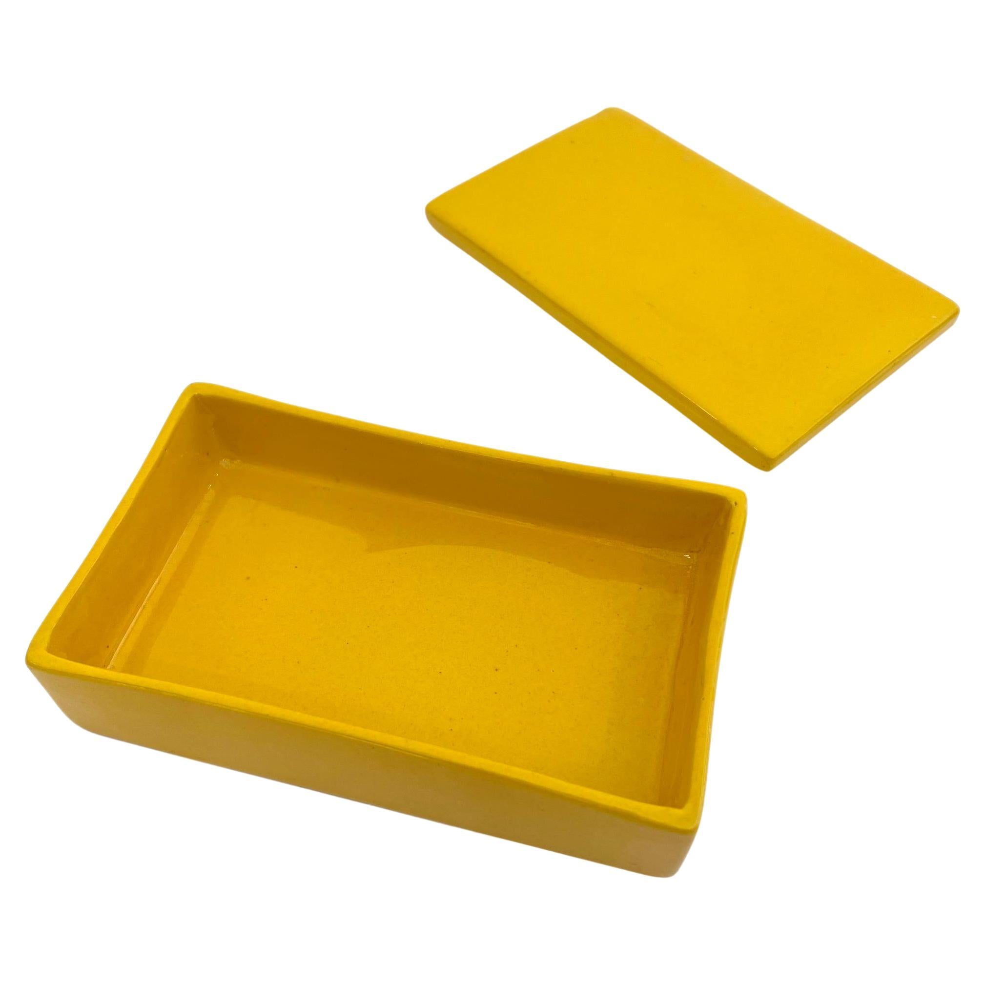 Yellow Raymor Ceramic Box, 1960s Italy For Sale