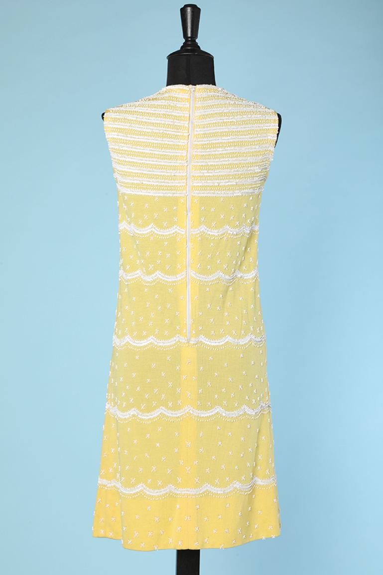 Yellow rayon jersey cocktail dress with beaded work Marchesa di Grézy  For Sale 1
