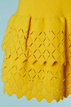 Yellow rayon jersey mini skirt with shorty underneath ALAIA New