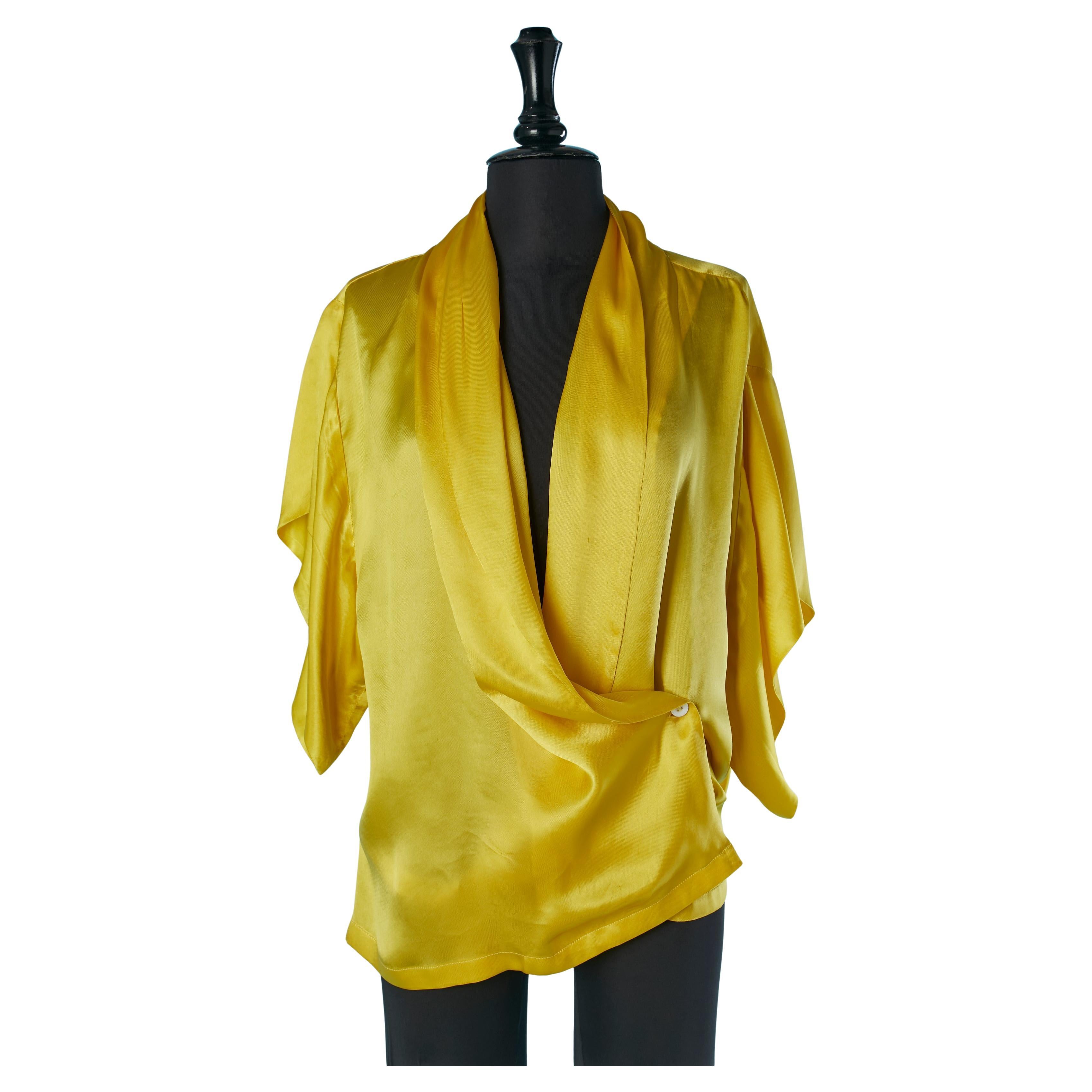 Yellow rayon wrap shirt DRIES VAN NOTEN For Sale
