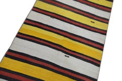 Yellow & Red Vintage Flatweave Handmade Wool Runner 2'9" x 10'10"