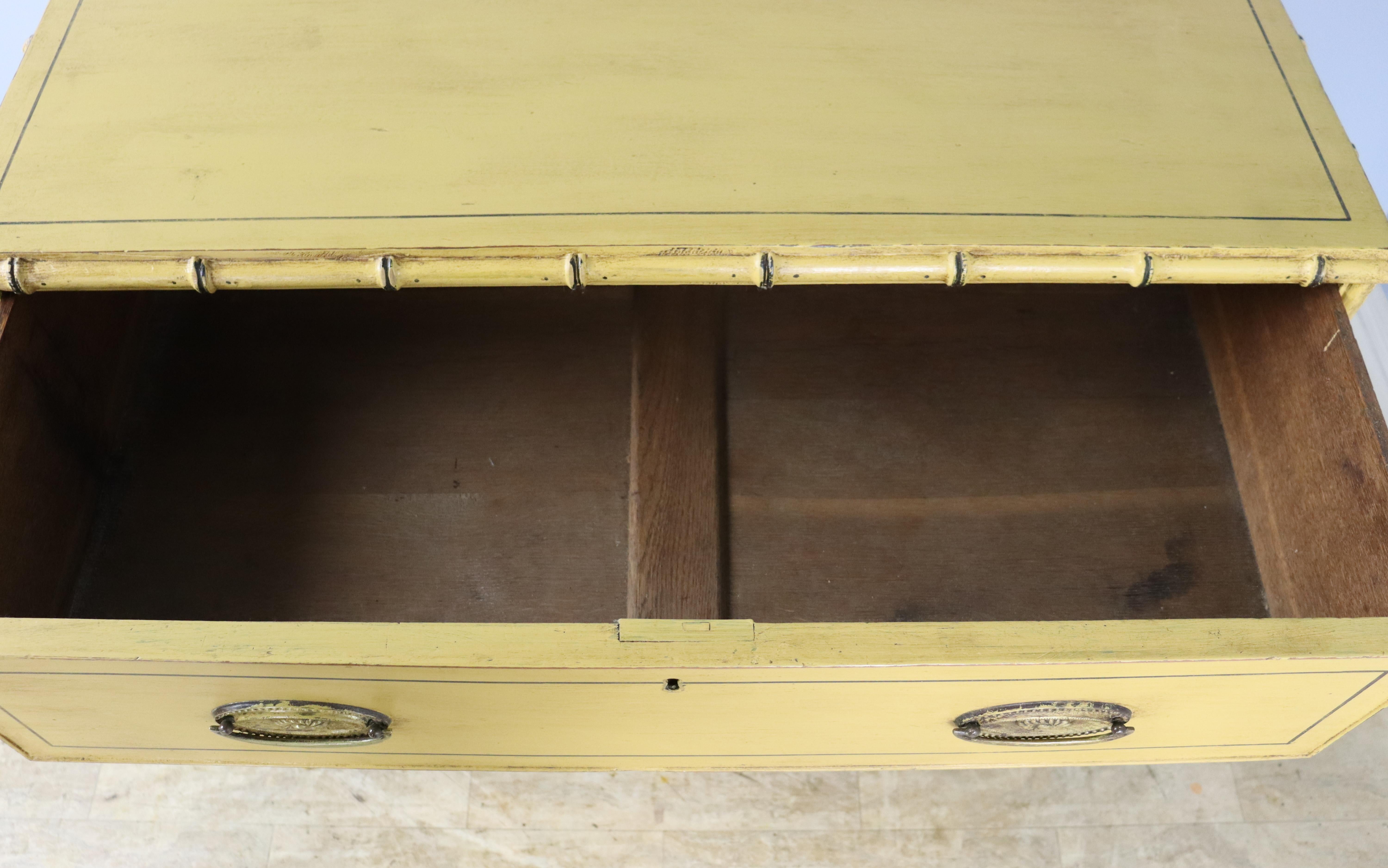 Yellow Regency Faux Bamboo Chest of Drawers For Sale 3
