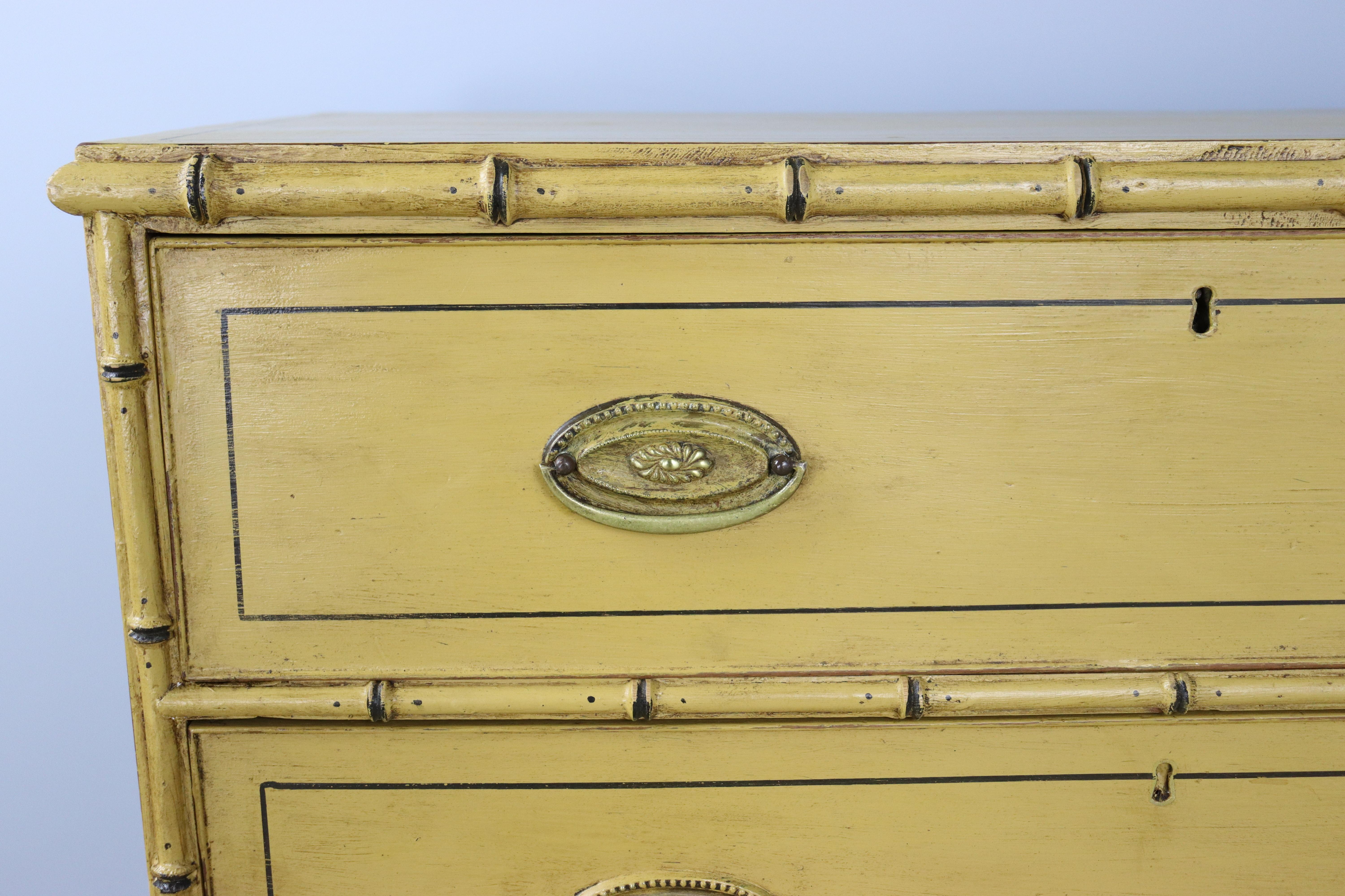 Yellow Regency Faux Bamboo Chest of Drawers 1