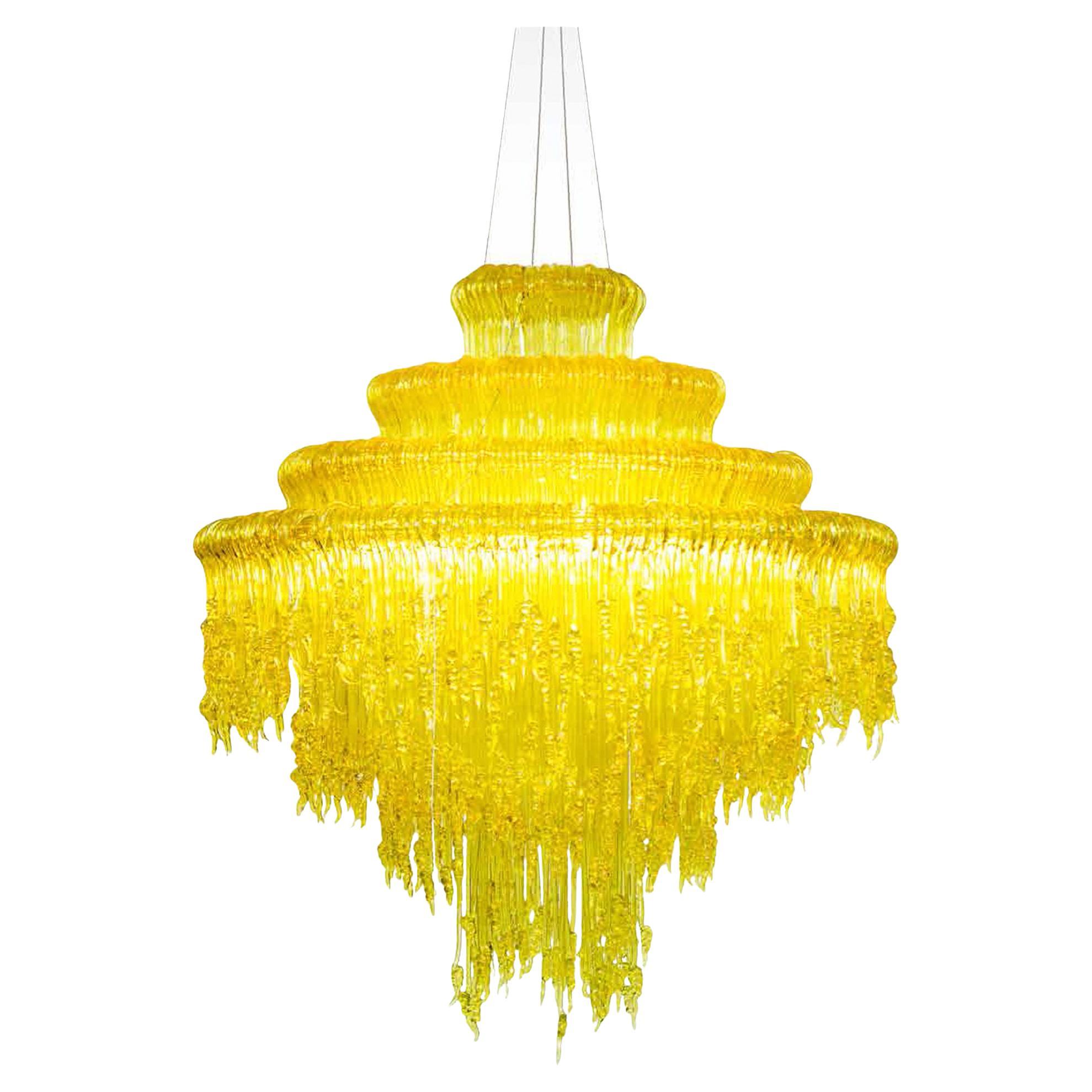 Lampadario in resina giallo Mod Sneeze B di Jacopo Foggini