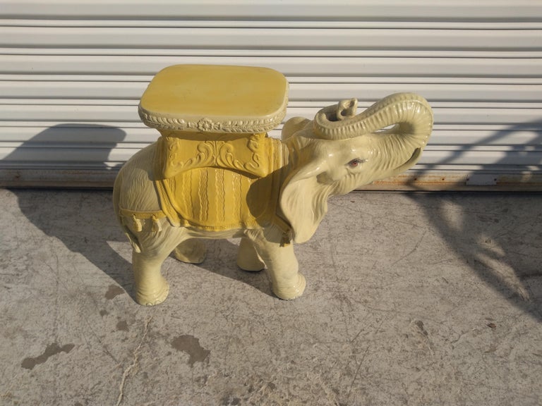 Yellow Resin Elephant Garden Stool For Sale at 1stDibs