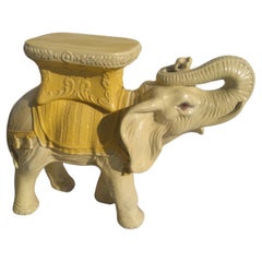 Yellow Resin Elephant Garden Stool