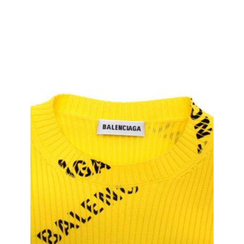 Women's Yellow rib-knit Allover Logo top For Sale