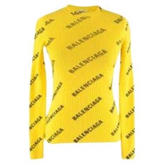 Yellow rib-knit Allover Logo top