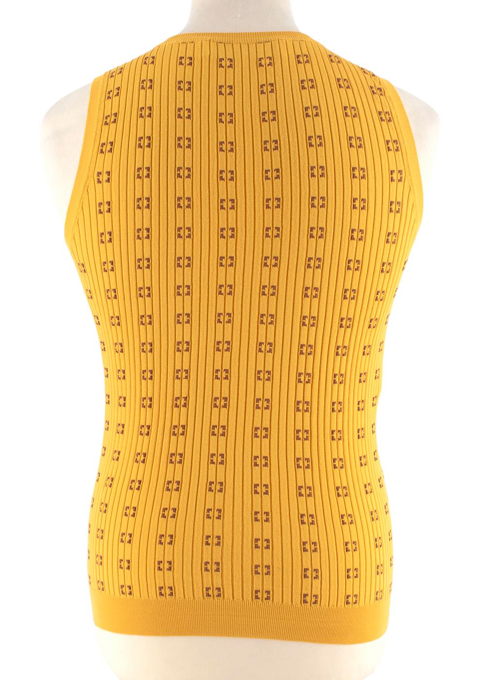 Yellow Ribbed Cotton Tank Top In Excellent Condition For Sale In London, GB