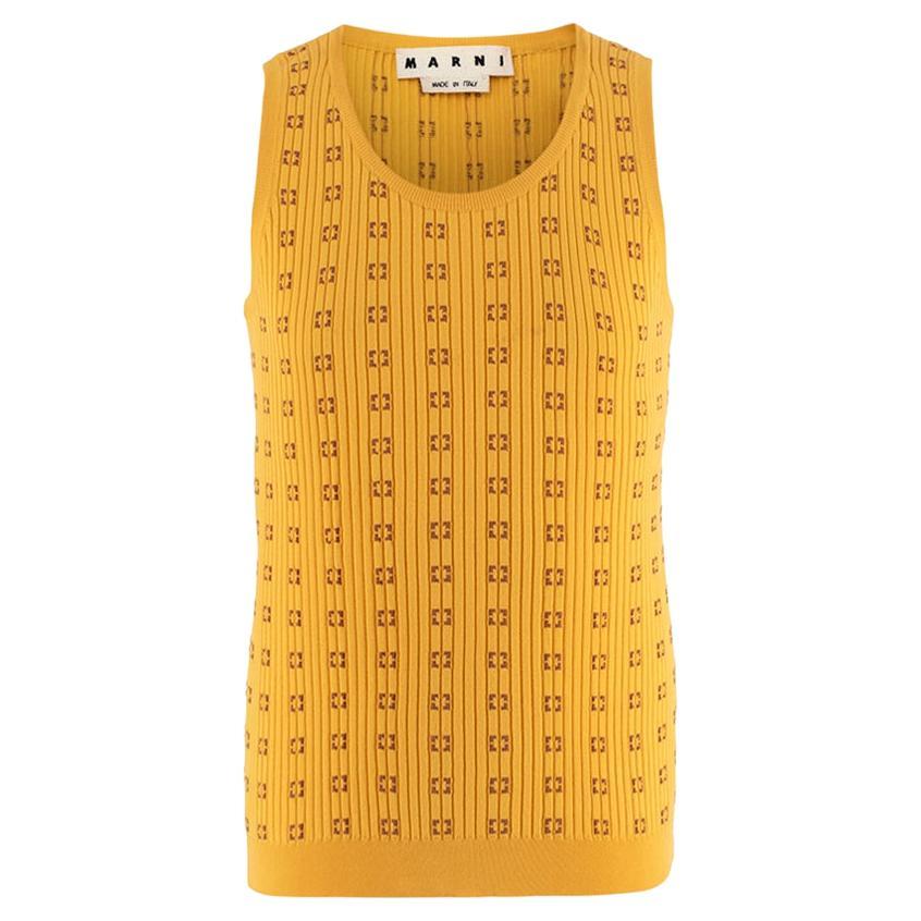 Yellow Ribbed Cotton Tank Top For Sale