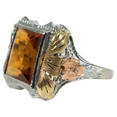 Yellow Rose and White Gold Citrine Ring