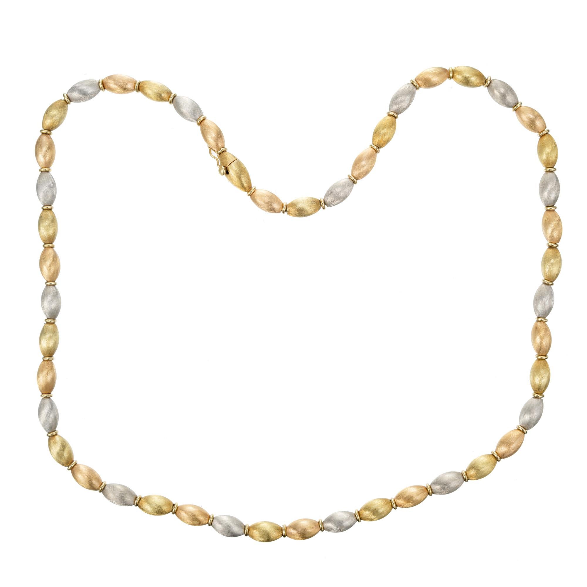 Women's Yellow Rose White Gold Textured Link Necklace For Sale
