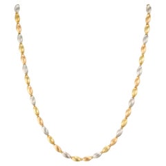 Yellow Rose White Gold Textured Link Necklace