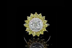 Yellow Round Shape Diamond Ring