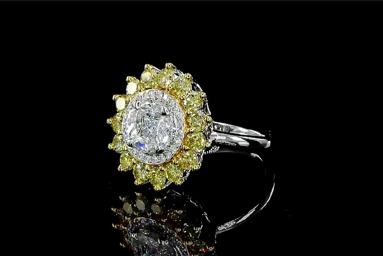 Yellow Round Shape Diamond Ring In New Condition For Sale In บางรัก, TH