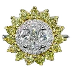 Yellow Round Shape Diamond Ring