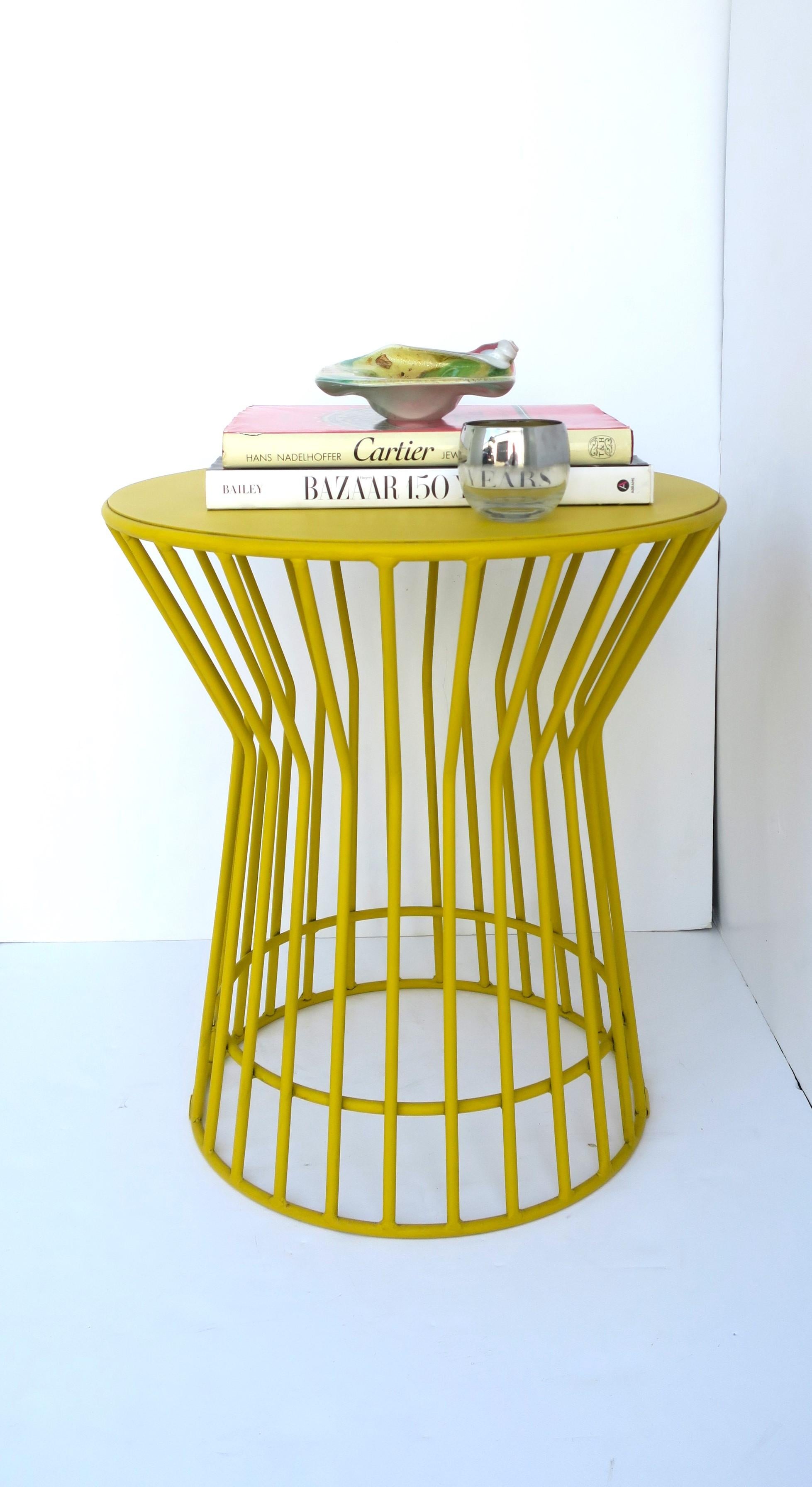 Round Side or End Table in Yellow Platner Style For Sale 1
