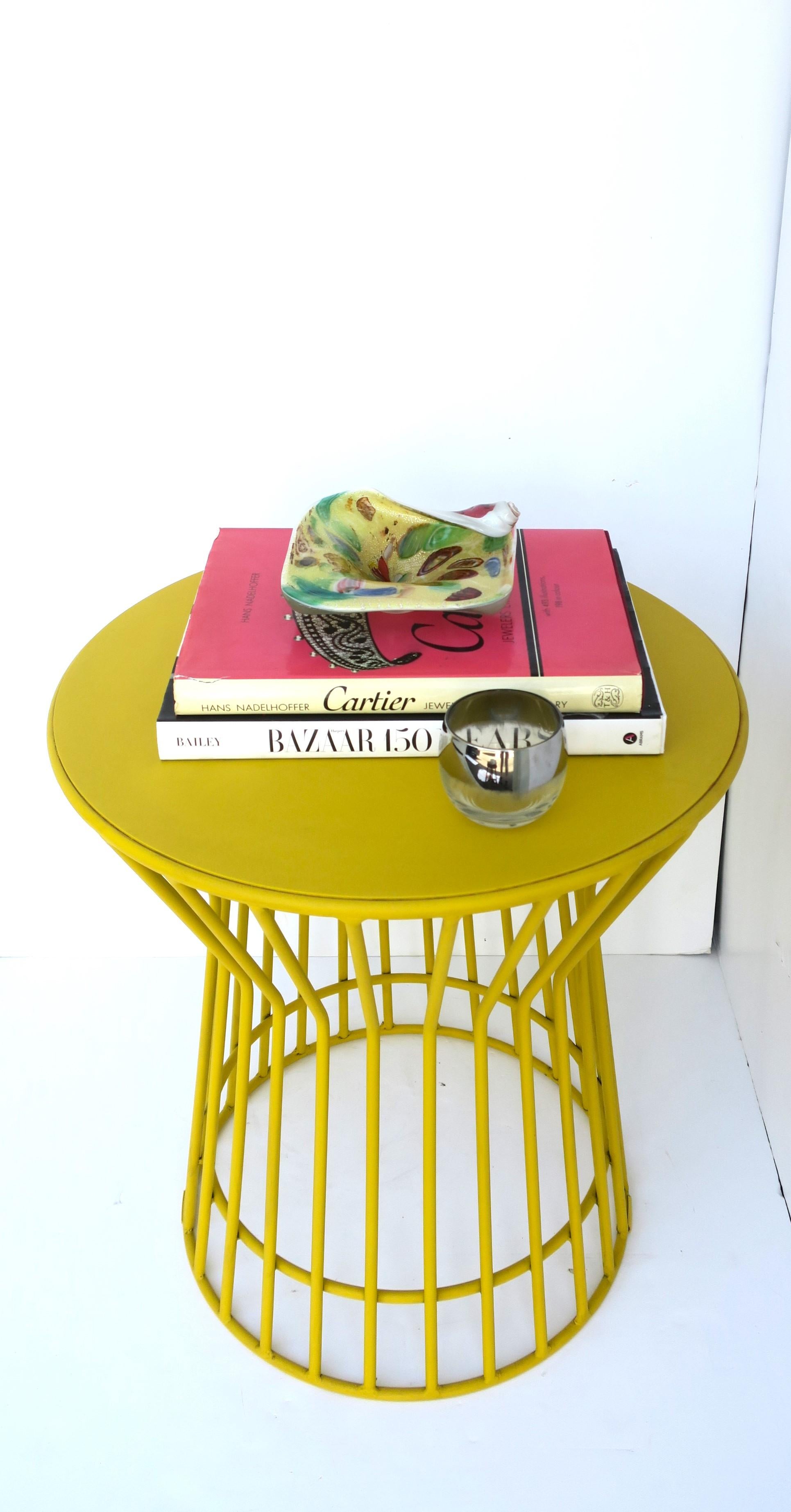 Round Side or End Table in Yellow Platner Style For Sale 2