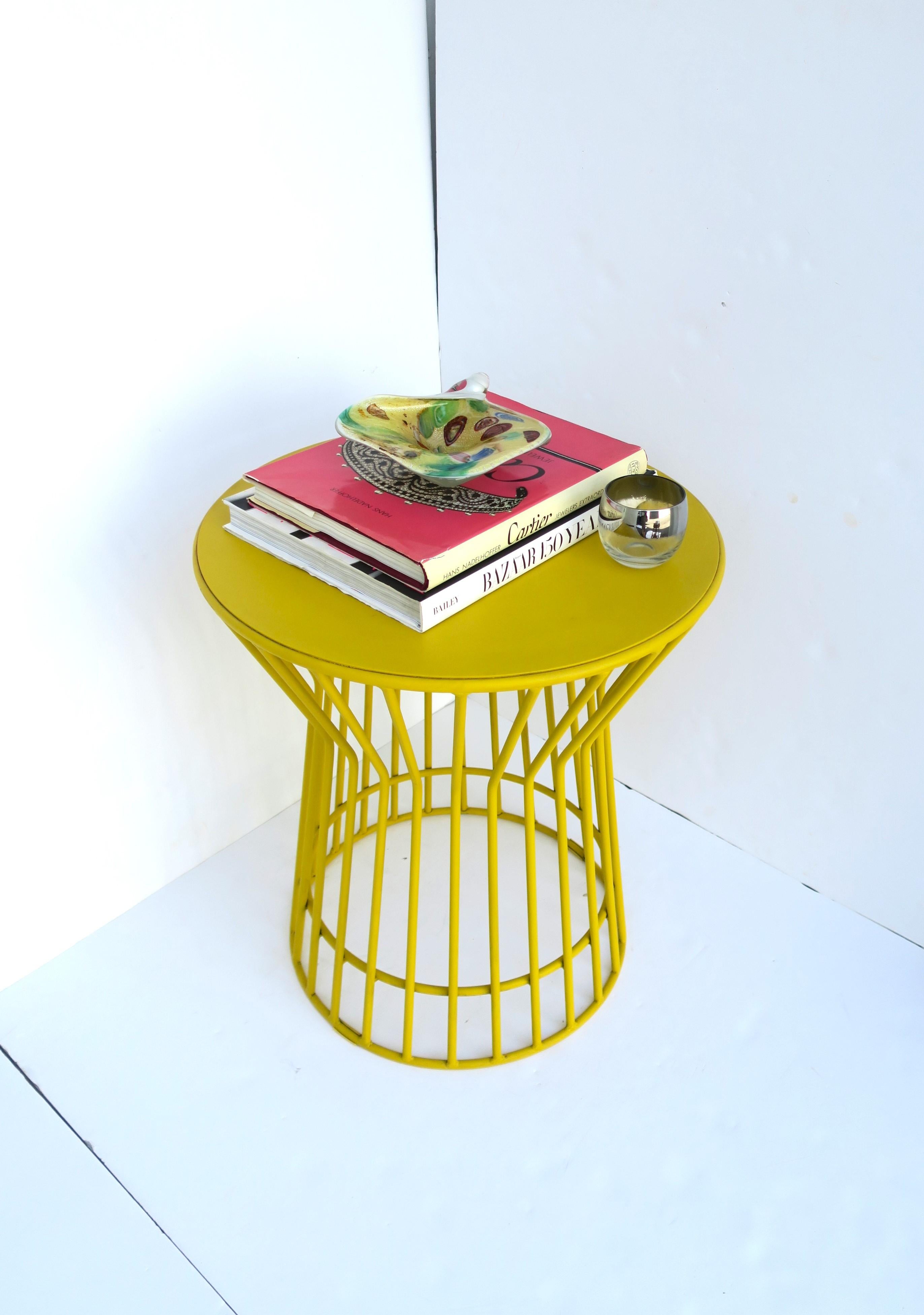 Round Side or End Table in Yellow Platner Style For Sale 3